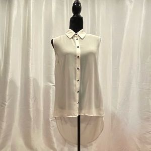 Ivory Sleeveless Hi-Lo Tunic Blouse